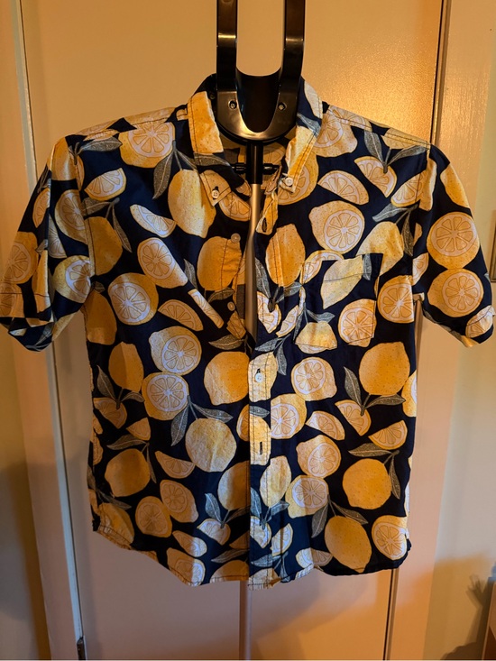 Old Navy Other - Old Navy Navy and Yellow Short-Sleeve Button-Down with Lemon Print Shirt